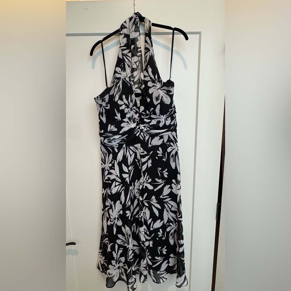 Floral Black and White Dress